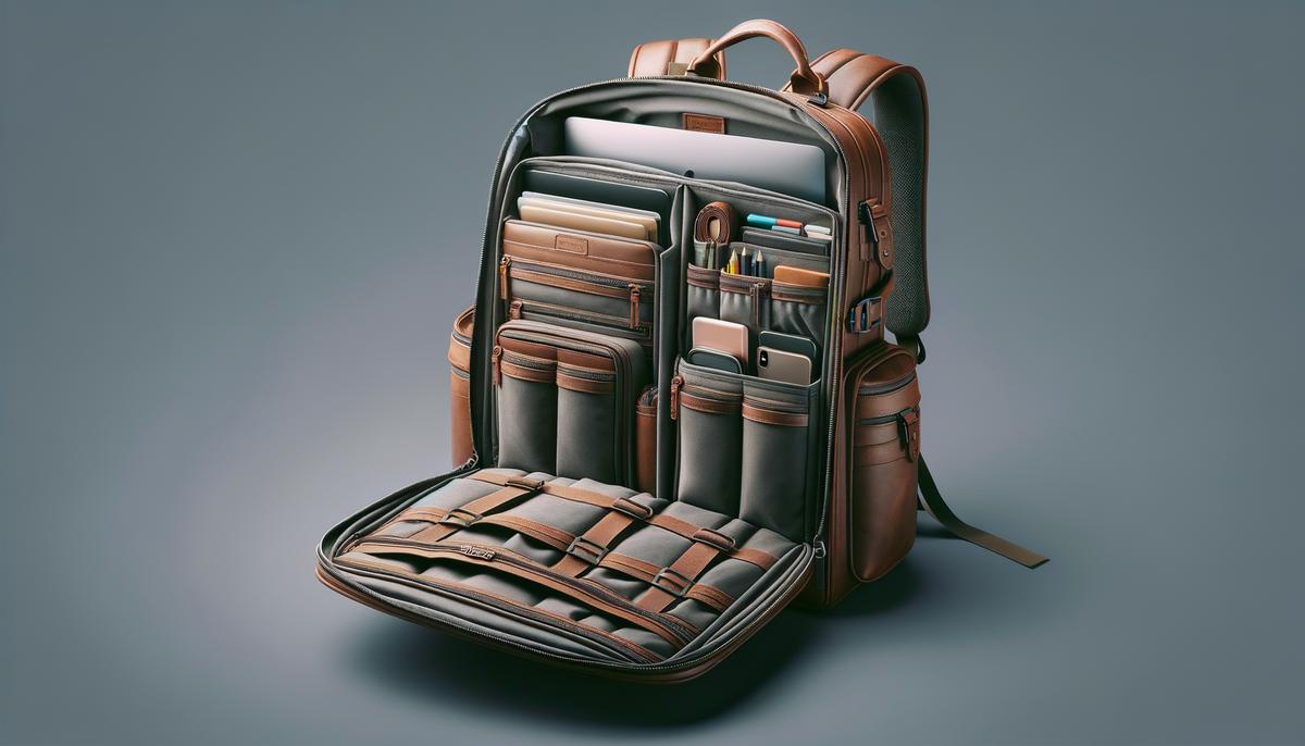 A well-organized backpack with multiple compartments, padded laptop sleeve, and easy-access pockets, showcasing its practical features