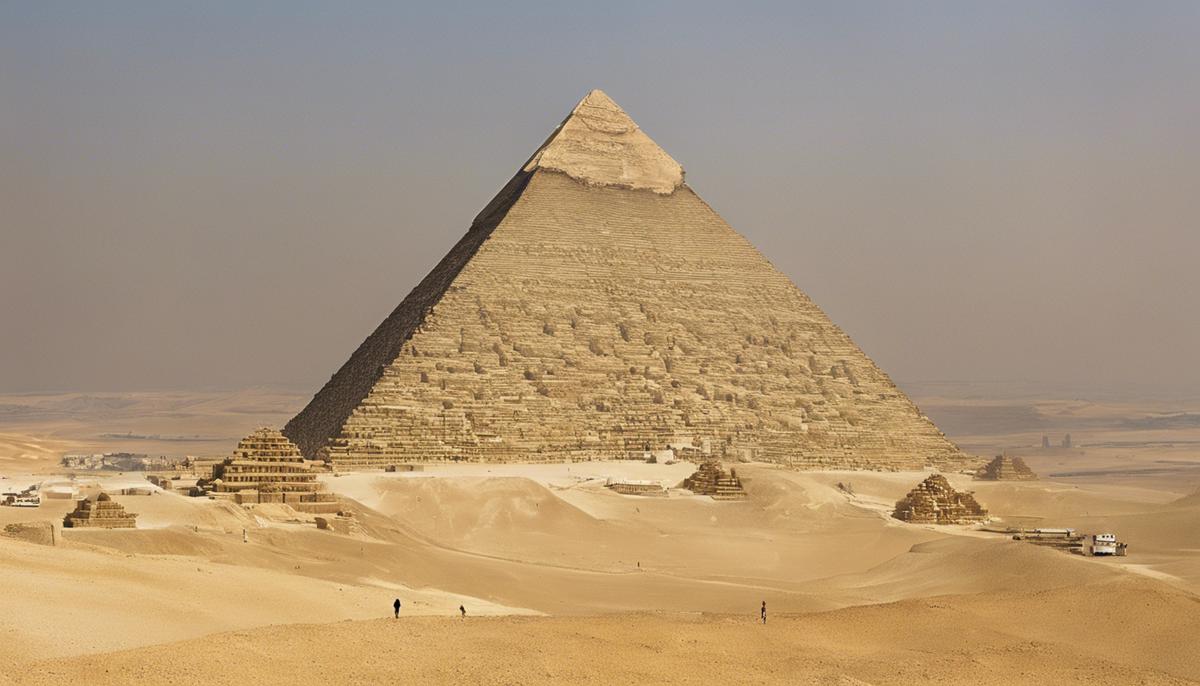 The Great Pyramid of Giza in Egypt with the desert in the background