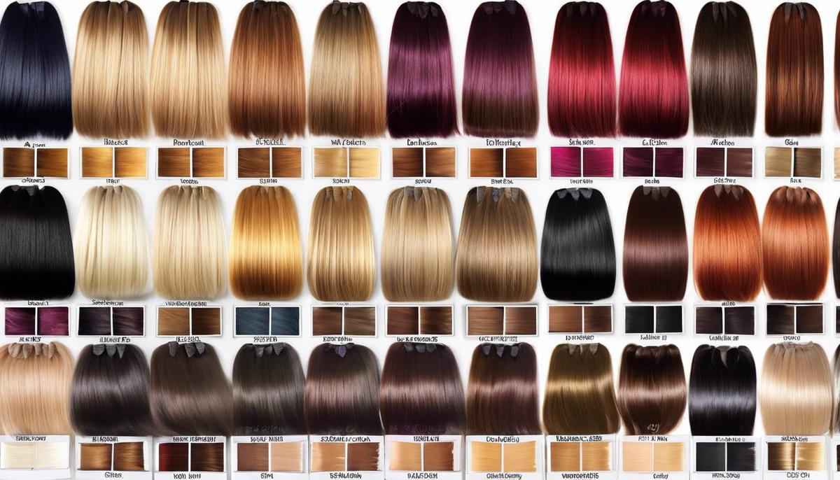 Image description: Various shades of hair colors displayed side by side.
