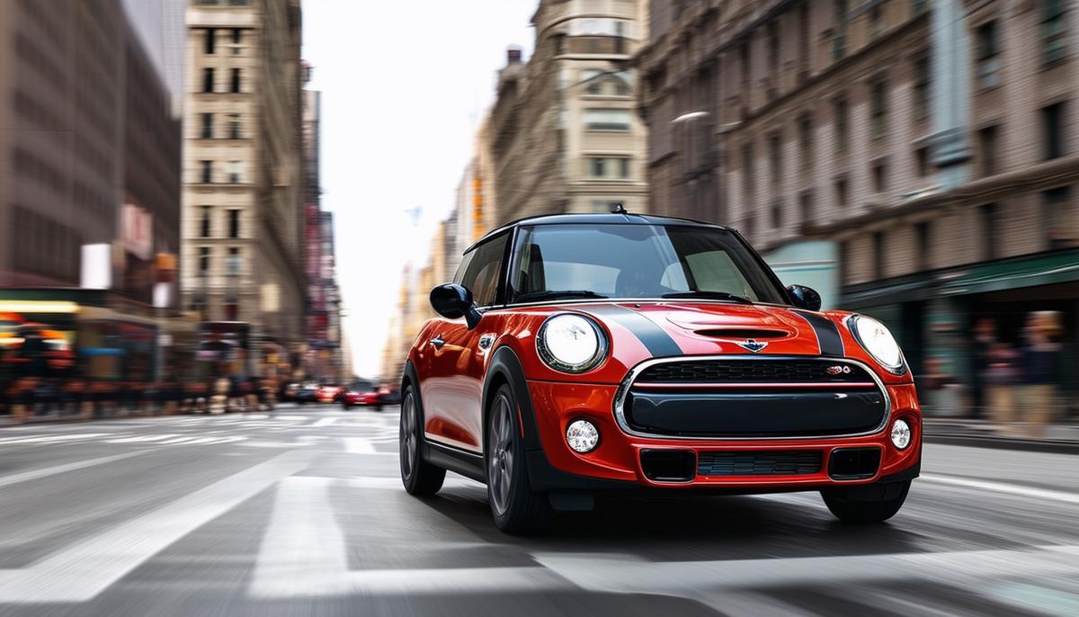 A Mini Cooper Hardtop navigating a busy city street with ease